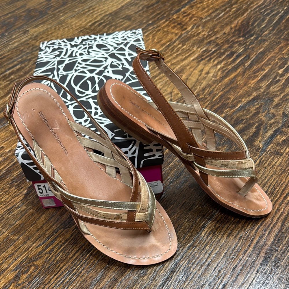 Diane von Furstenberg Brown and Tan Women's Sandals